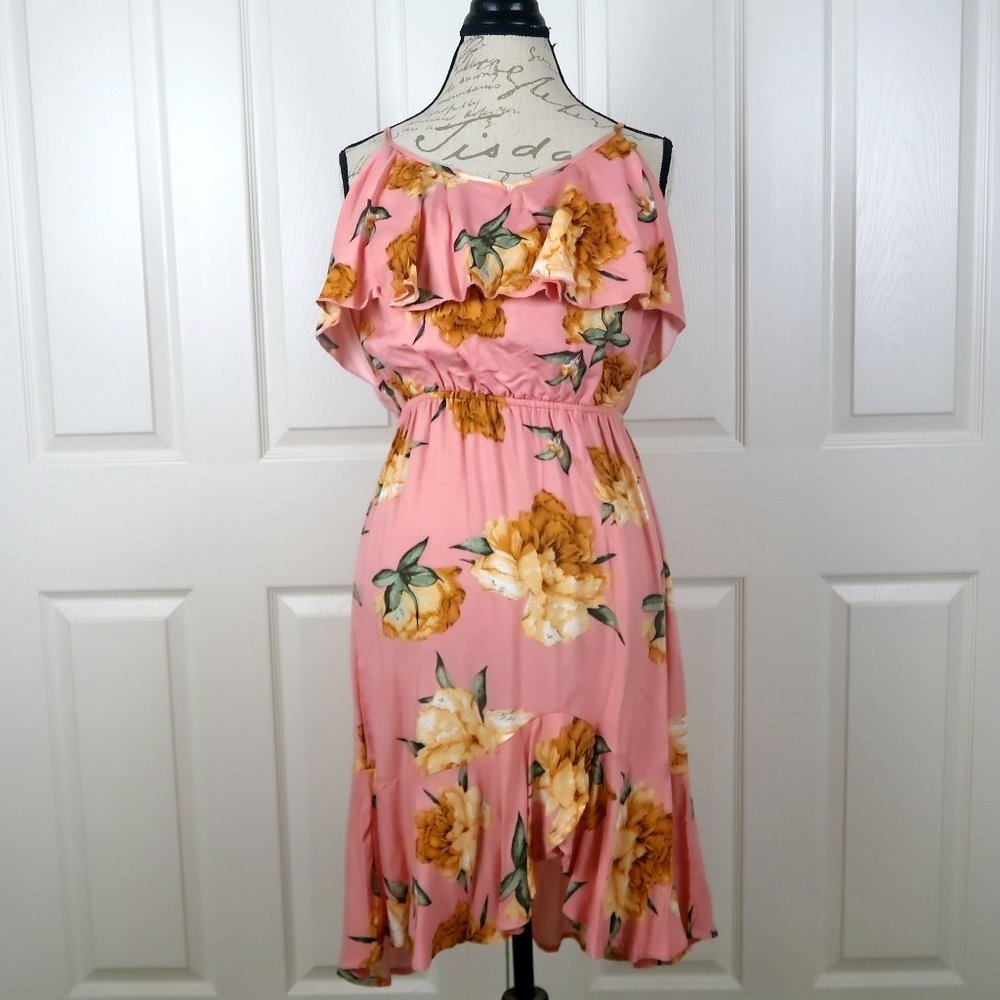 Pink Floral Ruffle Hi Lo  Spring/Summer Dress